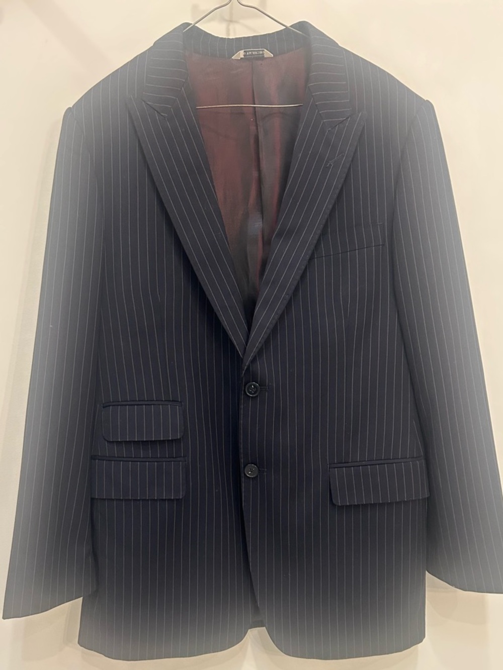 G. valentino Tailored Navy Pinstripe Blazer - Two-Button Suit Jacket